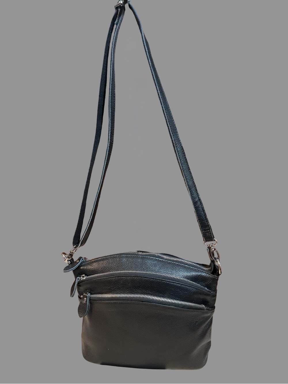 Lecxci Black Pebbled Leather Crossbody Bag – Excellent Condition!